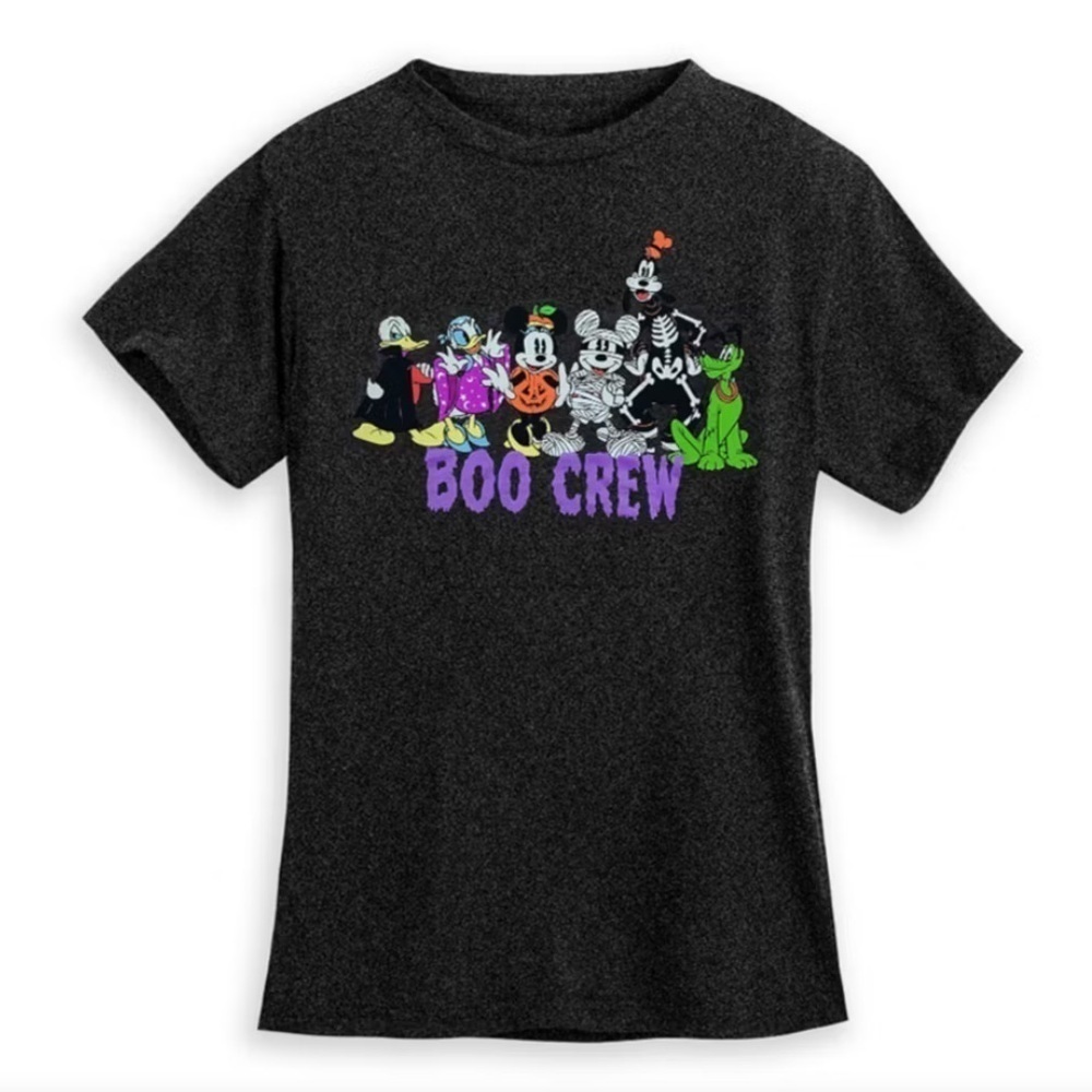 Disney Boo Crew Black Short Sleeve T-shirt NEW 5/6 Halloween Mickey Minnie Pluto